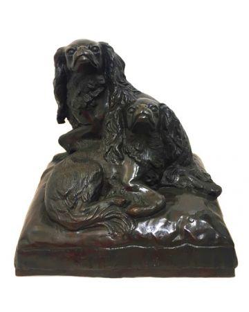 Couple of Cavalier King Spaniel on a pillow by Charles Valton - Modern Artwork