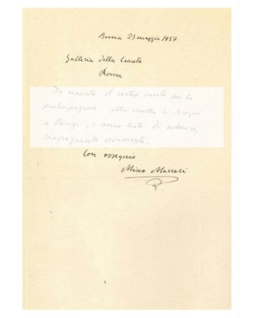 Letter from Mino Maccari to Countess Pecci Blunt - Original Manuscripts