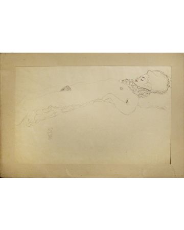 Gustav Klimt - Female Nude Lying with Scarf - Contemporary Art 