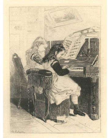Piano Lesson by Adolphe Lalauze - Modern Artwork