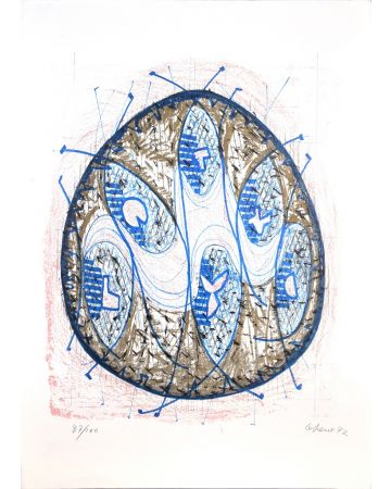 Grey And Blue Composition by Luigi Gheno - Contemporary Artwork