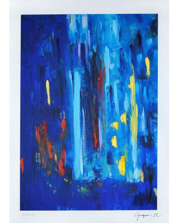 Blue Composition by Martine Goeyens - Contemporary Artwork