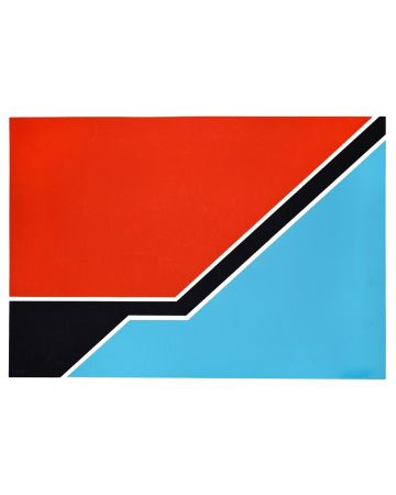 Sky Blue And Red Composition by Renato Barisani - Contemporary Artwork