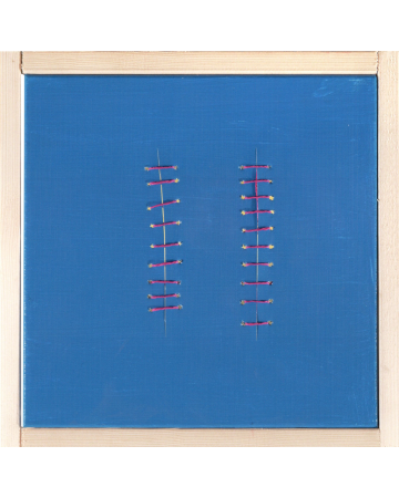 Red Seams on Blue by Mario Bigetti - Contemporary Artwork