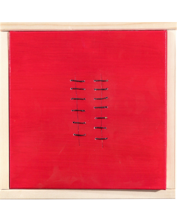 Seams on Red by Mario Bigetti - Contemporary Artwork