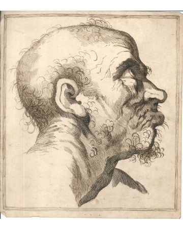 Grimace by an anonymous artist XVIII century - Old Master's original drawing