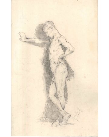 Posing Male Model by Anonymous artist of the Italian School of XIX century - Modern Artwork