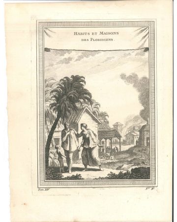 Habits et Maisons des Floridiens by Jacques-Nicolas Bellin - Old Masters Original Print