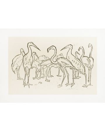Storks And Flamingos by Raymond Brudieux  - Modern Artwork
