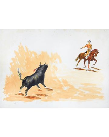 Bull and Bullfighter by Josè Guevara - Contemporary Artwork
