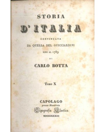 Storia d'Italia by Carlo Botta - Contemporary Rare Book