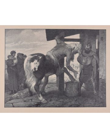 Centaur In The Smithy by Arnold Böcklin (after) - Moder Artwork