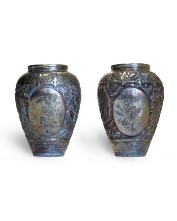 Persian Silver Salve Vases - Decorative Objects