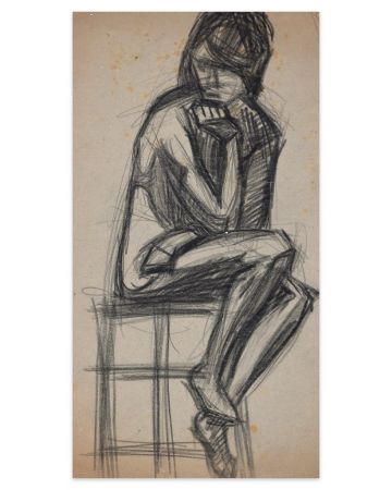 Sitting Woman by Jacques Le Breton- Modern Artwork