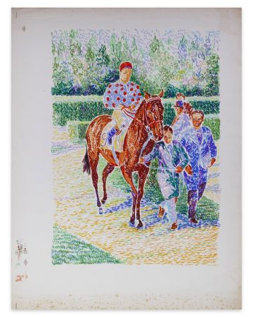 Jockey N ° 9 On Horseback by Serge Mendjisky - Contemporary Artwork