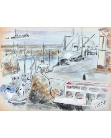 Les bateaux au port by Giselle Halff - Modern Artwork
