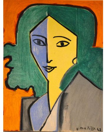 Portrait bleu, vert et jaune by Henri Matisse (after) - Contemporary artwork