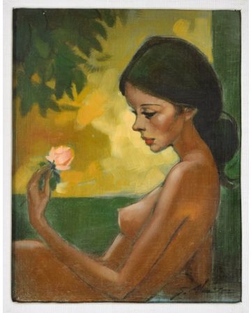 Nude with Rose by Guido Aloise - Contemporary Artwork