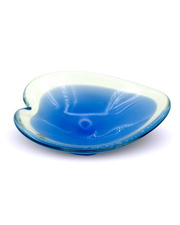 Vintage Blue Crystal Coquille Bowl by Paul Kedelv for Reijmyre - Design and Decorative Object