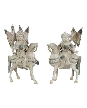 A Pair of Ivory Carvings of Knights  - Design and Decorative Objects