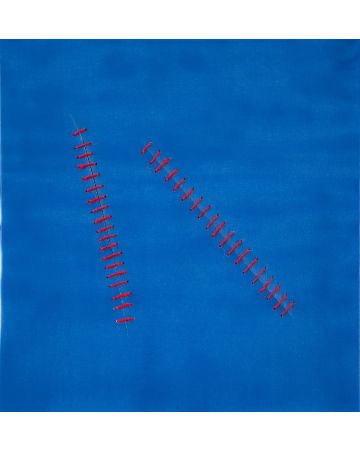 Oblique Seams on Blue by Mario Bigetti - Contemporary Artwork