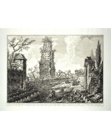 Ruins of an ancient tomb  by Giovanni Battista Piranesi - Old Master Artwork