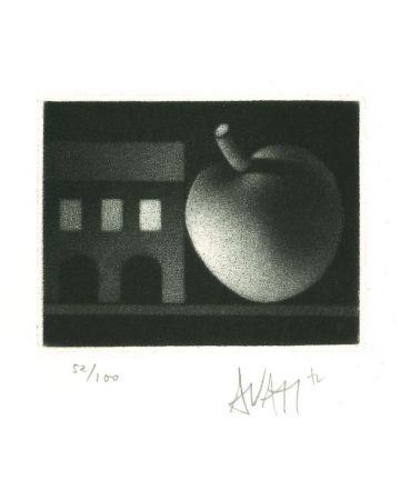 Apple and House by Mario Avati- Contemporary Artwork