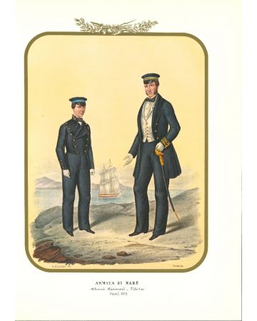 Army of the Sea: Seafaring Students -Lithograph by Antonio Zezon. Naples 1855.