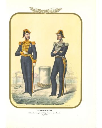 Army of the Sea: Rear Admiral and Brigadier - Lithograph by Antonio Zezon. Naples 1855.