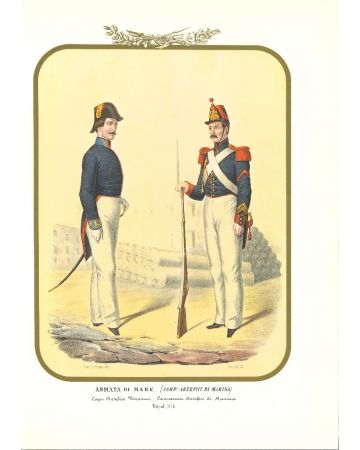 Army of the Sea: Navy Craftsmen - Lithograph by Antonio Zezon. Naples 1855