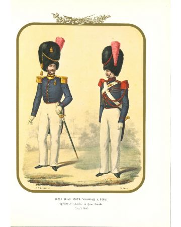 Guides of the General State on foot - Lithograph by Antonio Zezon. Naples,1855.