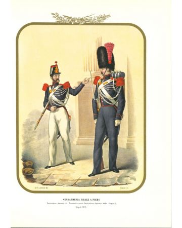 Royal Gendarmerie on foot is a lithograph by Antonio Zezon. Naples 1853.