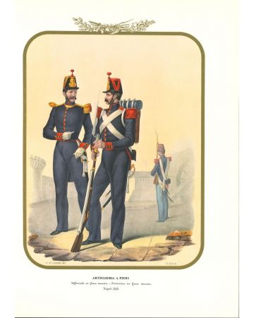 Artillery on foot is a lithograph by Antonio Zezon. Naples 1853