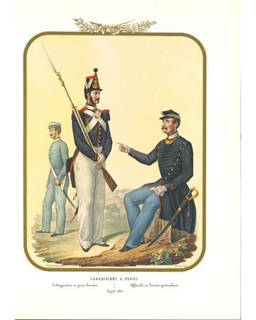 Carabinieri on foot is a lithograph by Antonio Zezon. Naples 1853