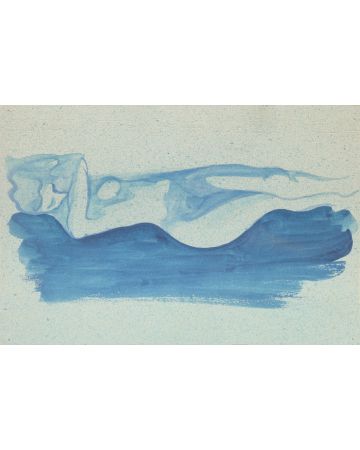 Nude is an original drawing in turquoise watercolor a on paper, realized by Jean Delpech (1988-1916). 