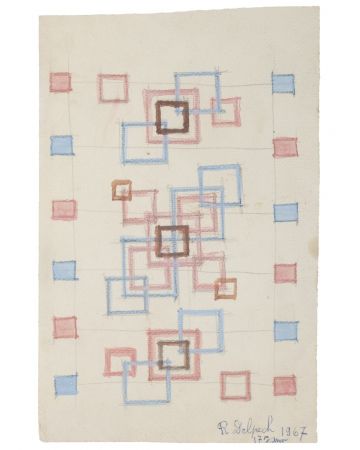 "Abstract Composition" is an original drawing in watercolor on paper, realized by Jean Delpech (1916-1988).
