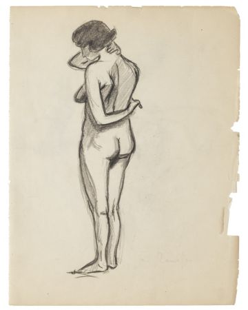 "Nude  Studies" is an original drawing in tempera on paper, realized by an Anonymous Artist of the XX Century . 