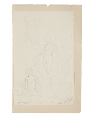"Figures" is an original drawing in tempera on paper, realized by Gabriel Guèrin. 
