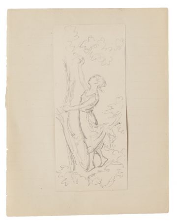 "Woman and Tree" is an original drawing in tempera on paper, realized by Gabriel Guèrin. 