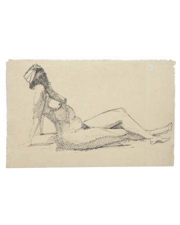 "Nude" is an original drawing in pen on paper, realized by an Anonymous Artist of the XX Century . 