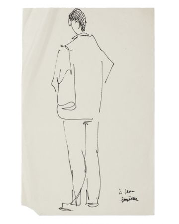 "Boy Fugure"  is an original black China ink drawing on paper  by Anonymous Artist of XX Century.