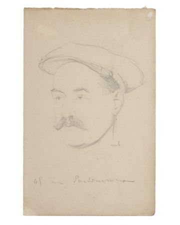 "Portrait"  is an original drawing in pencil on ivory-colored paper glued on ivory-colored cardboard, signed, on the back of the drawing, by Bernard Millerent.