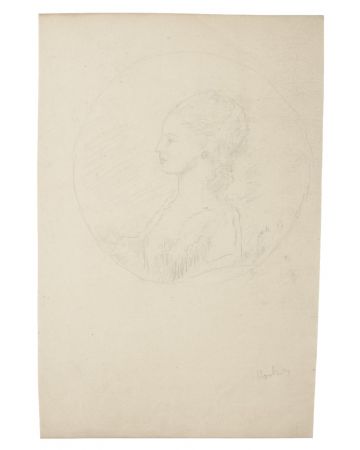 "Figure"  is an original pencil drawing on ivory-colorated paper by Anonymous Artist of XIX Century.