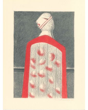 Figure is an original lithograph on ivory-colored cardboard, realized by Alfonso Avanessian in 1989. 