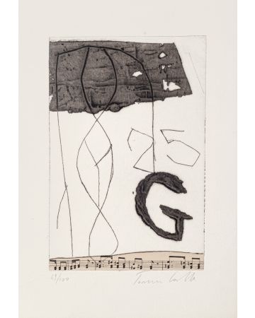 "Musical Notes" is a beautiful collage in etching technique, realized by Tommaso Cascella (Ortona,1890-Pescara,1968).