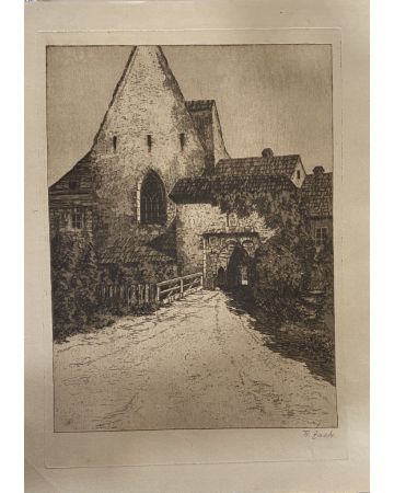 Country House is a splendid print in etching technique engraved by the Fr. Zach, perhaps an Austrian Artist, around the early 1900s.