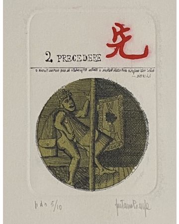 2-PRECEDERE is an original color etching, realized by the Italian contemporary master, Gaetano Pompa. 