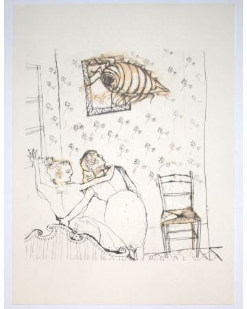 The Insect is an original print in Etching and drypoint technique on ivory-colored paper, realized by Anonymous Artist, in Mid 20th Century.