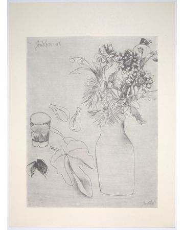 Still Life is an original Vintage Offset Print on ivory-colored paper, realized by Franco Gentilini (Italian Painter, 1909-1981), in Print Late 20th Century.