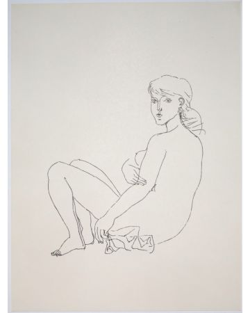 Nude is an original Vintage Offset Print on ivory-colored paper, realized by Franco Gentilini (Italian Painter, 1909-1981), in Late 20th Century.